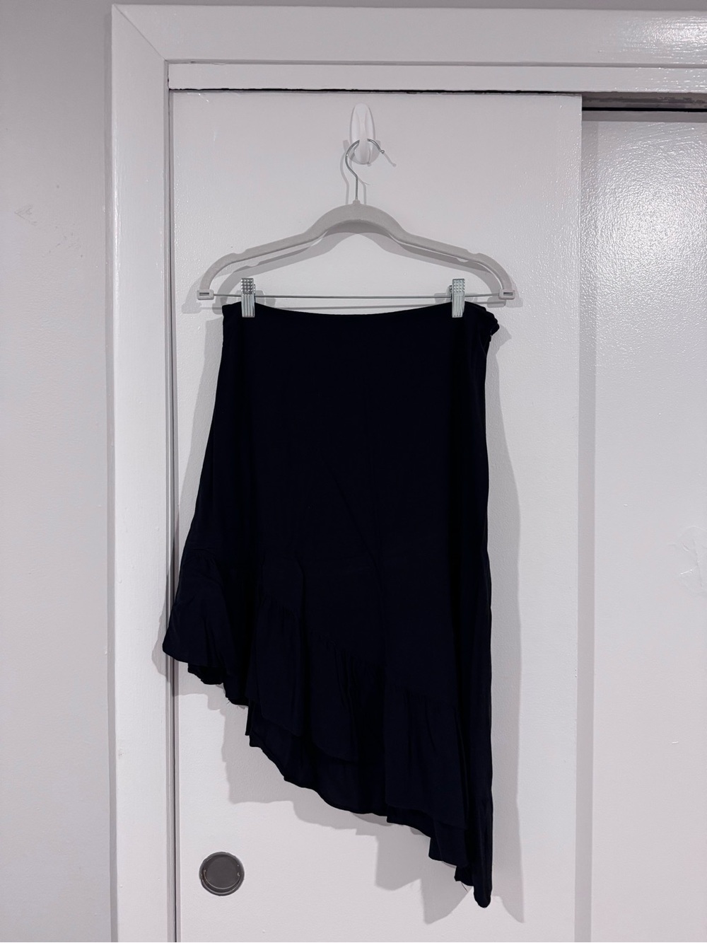 Nine West Black Asymmetrical Ruffle Hem Skirt